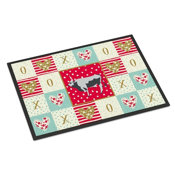 Carolines Treasures 18 x 27 in. Hungarian Grey Steppe Cow Love Indoor or Outdoor Mat CK5251MAT - main